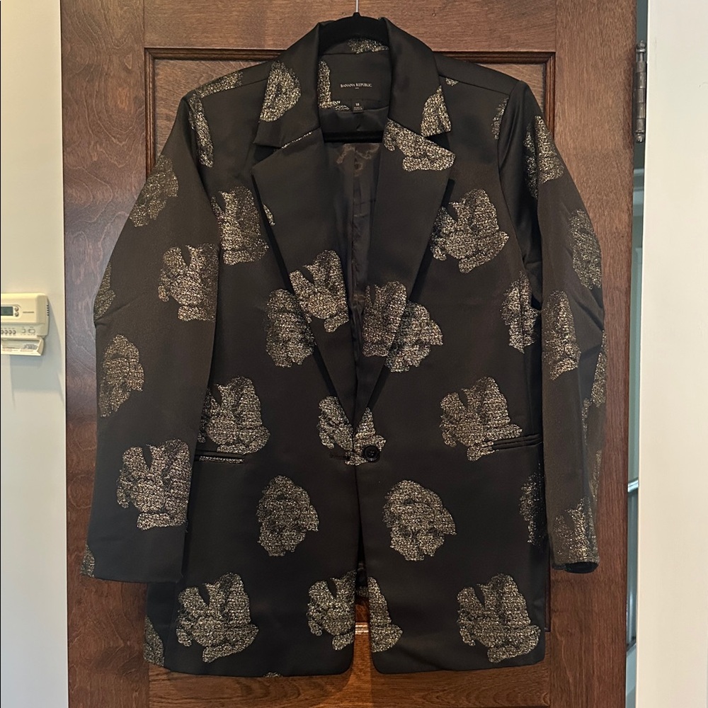 Banana Republic Women's black &  shimmer gold Floral Blazer- size 18 new w/o tag